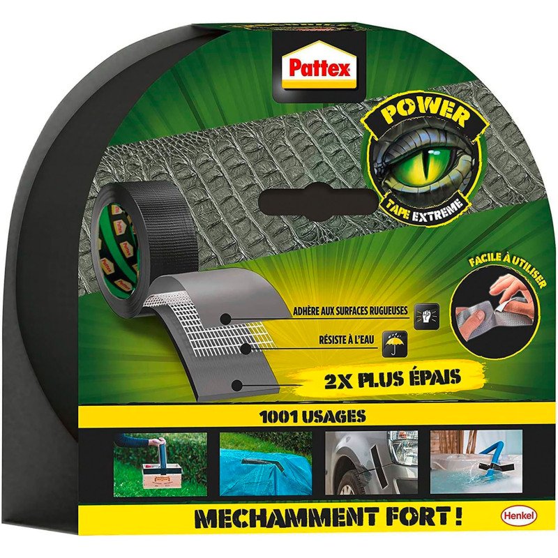 Ruban adhésif multi usages Crocodile Power Pattex - 50 mm x 20 m, noir