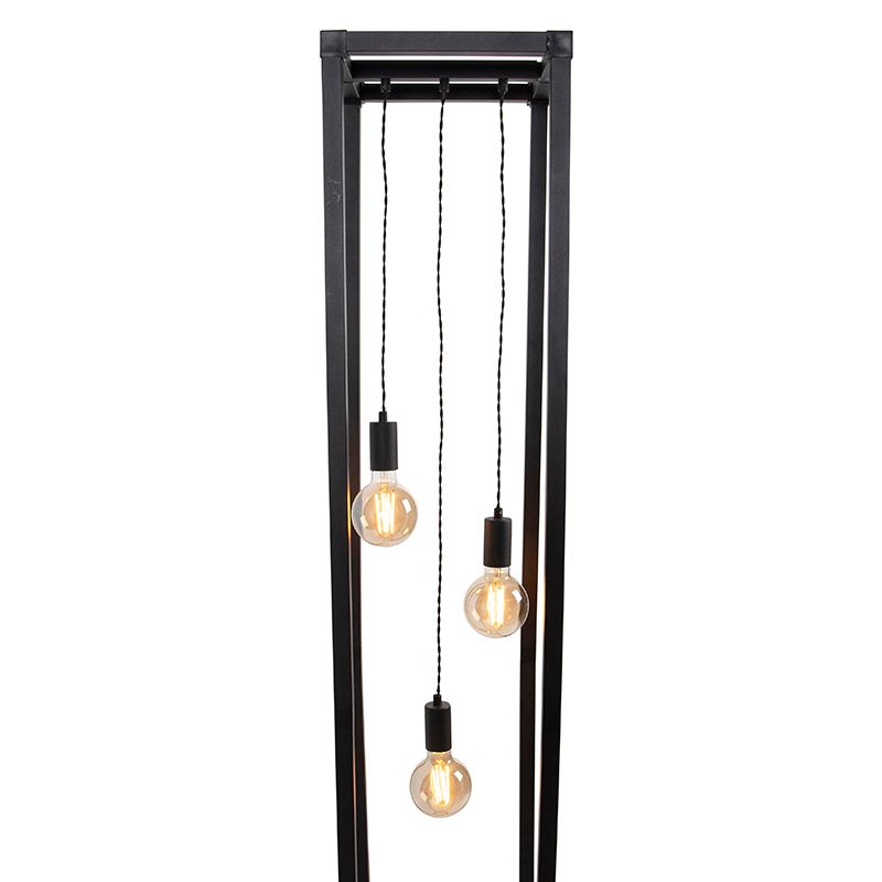Industriële vloerlamp zwart 3-lichts - Big Cage