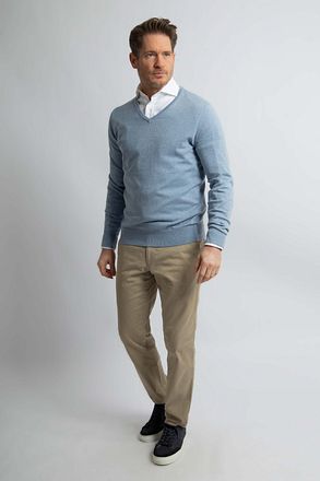 Steppin' Out Trui Cotton Cashmere V-hals Sky Blue SM1201.0001-2005/PU-V-COCASH-STEPP-SKY kopen