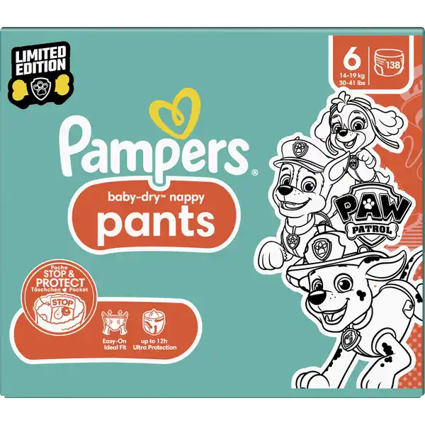 Baby Dry Nappy Pants Gr. 6 (14-19kg) Monatsbox Paw Patrol