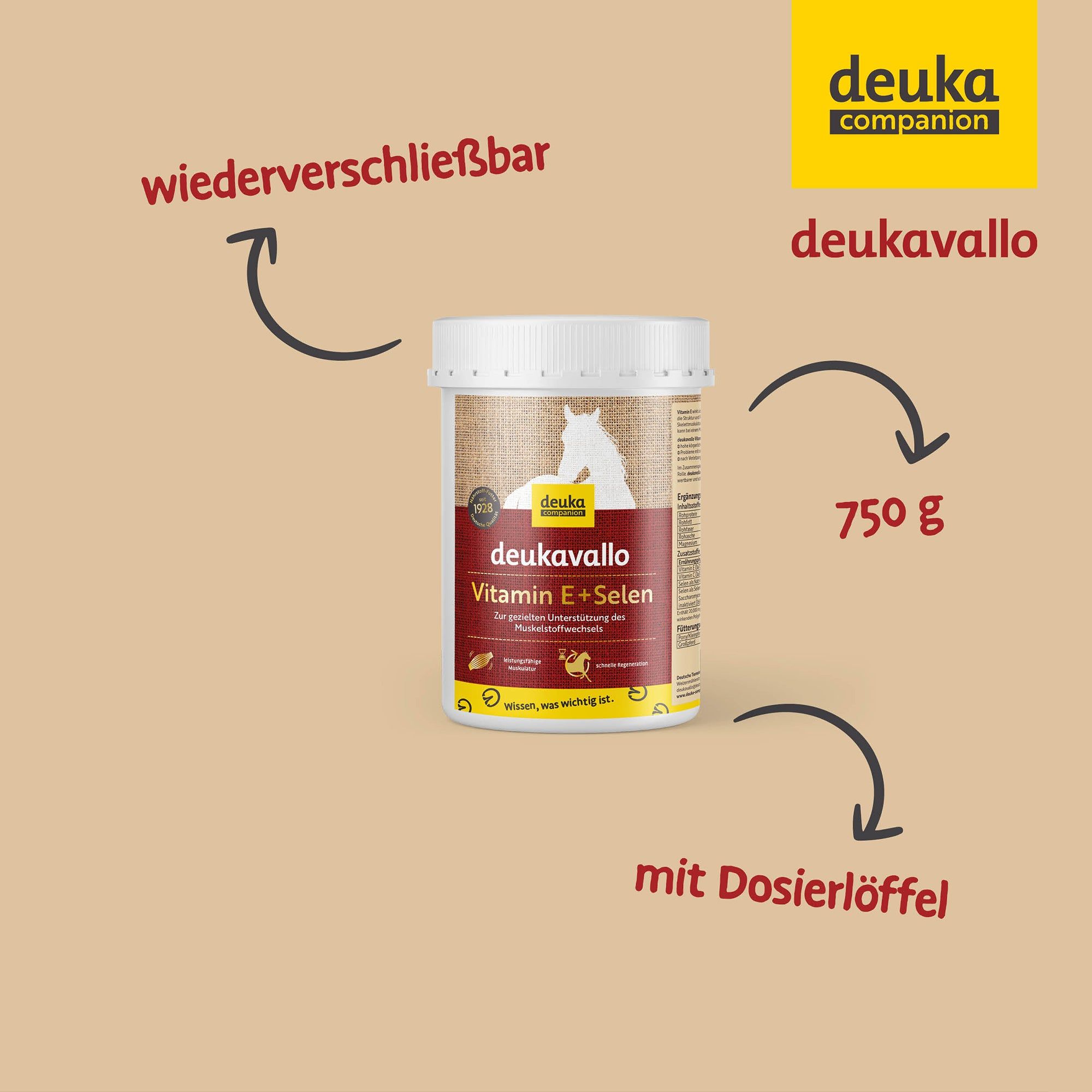 deukavallo Vitamin E + Selen - Supplement für Pferde zur Unterstützung des Muskelstoffwechsels