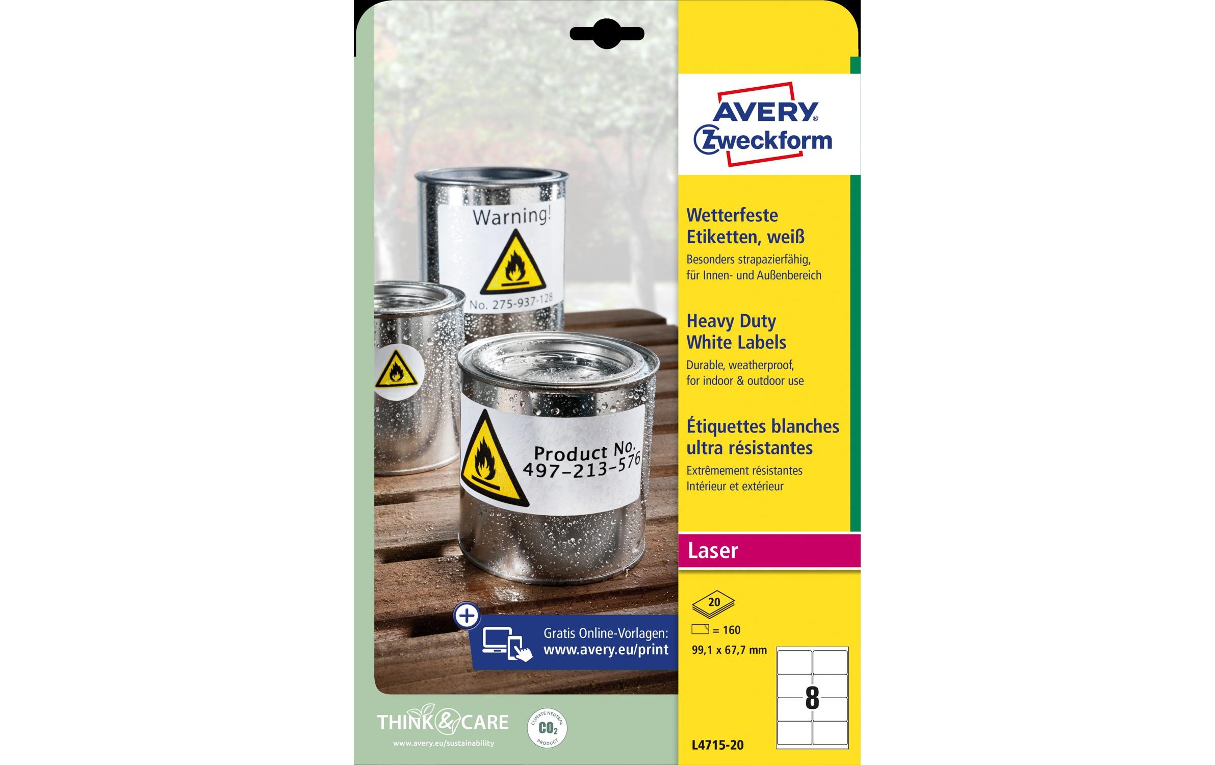 Universal-Etiketten L4715-20 99.1 x 67.7 mm WetterfestUniversal-Etikette