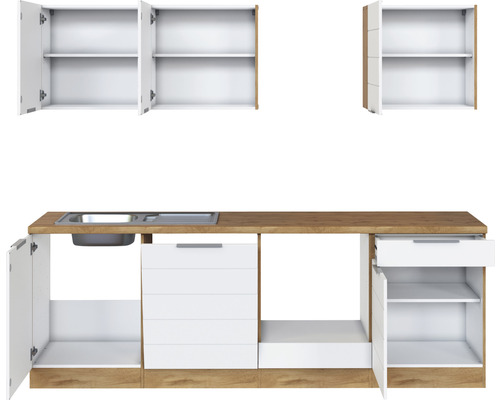 Held Furniture keukenblok zonder apparatuur Florence 240 cm wit mat gedemonteerde variant omkeerbaar 1102.6291