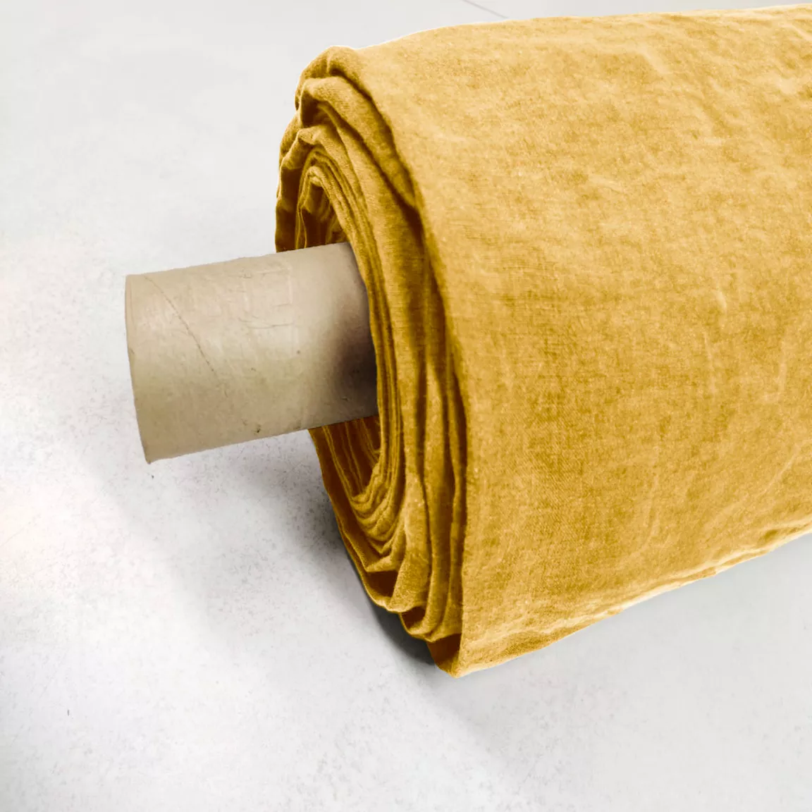 Drap plat lin lavé (270 x 300 cm) Louise Jaune moutarde
