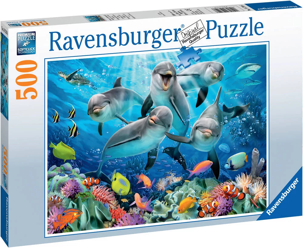 PUZZLE 500 PIECES DAUPHINS SUR RECIF CORAIL