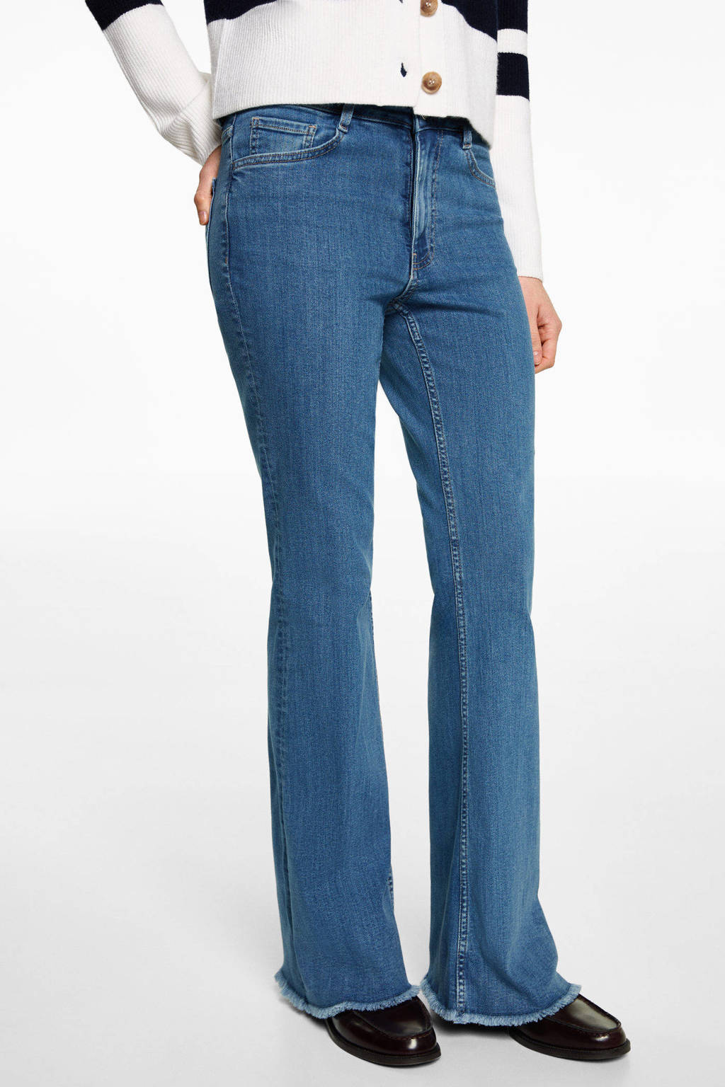 MANGO TEEN flared regular waist flared jeans medium blue denim