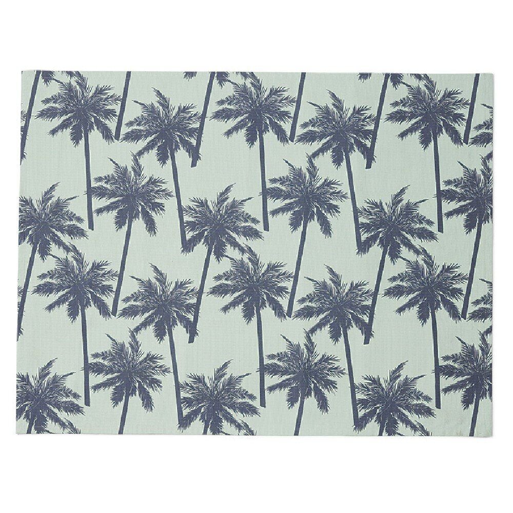 Tapis de jardin Bahamas antidérapant motif palmier vert pastel et noir