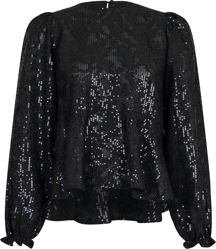 Neo Noir Rizzo Sequins Blouse Sort