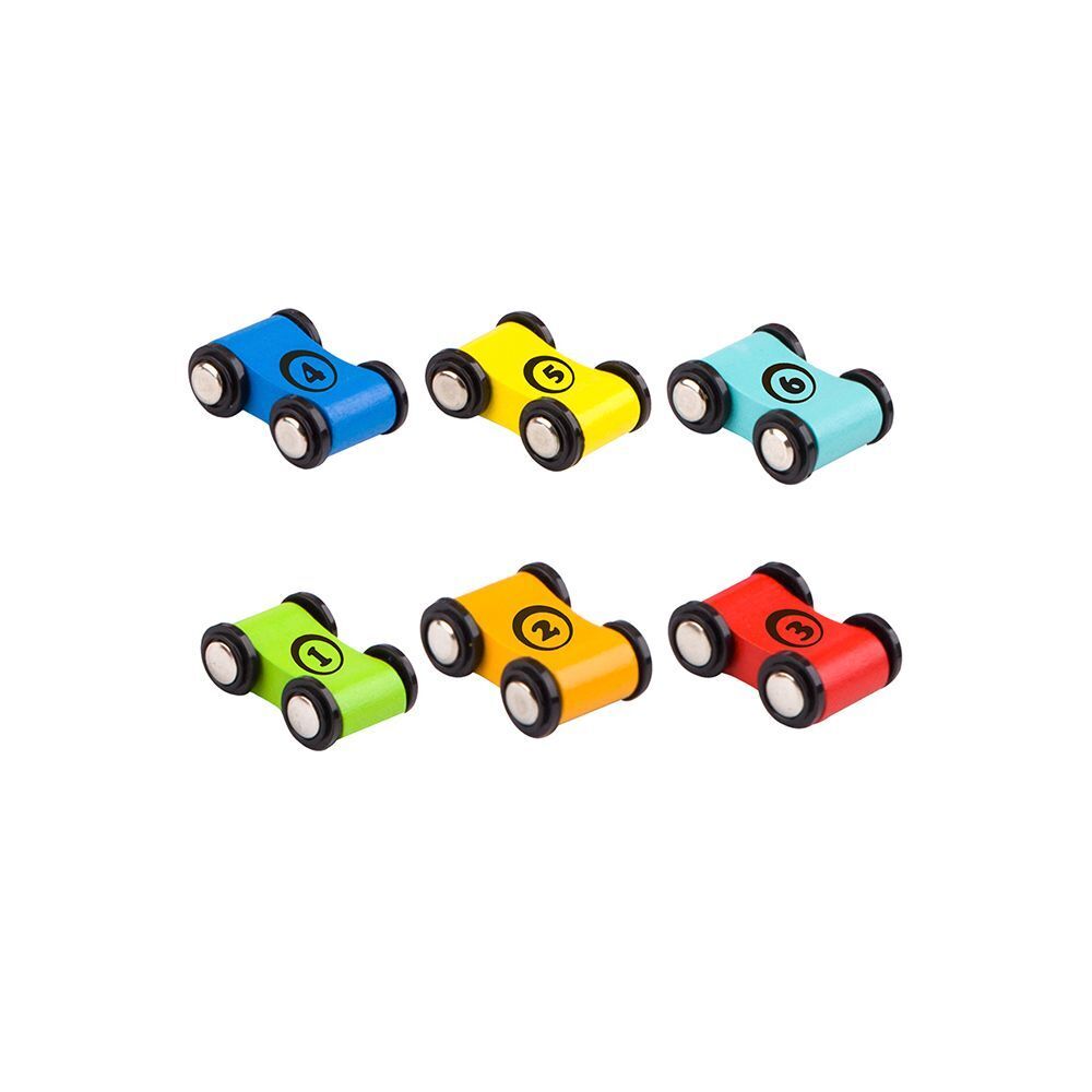 Tooky Toy Holzturm-Rennbahn TY841 Rutschturm auf 7 Ebenen, 6 Rennautos bunt