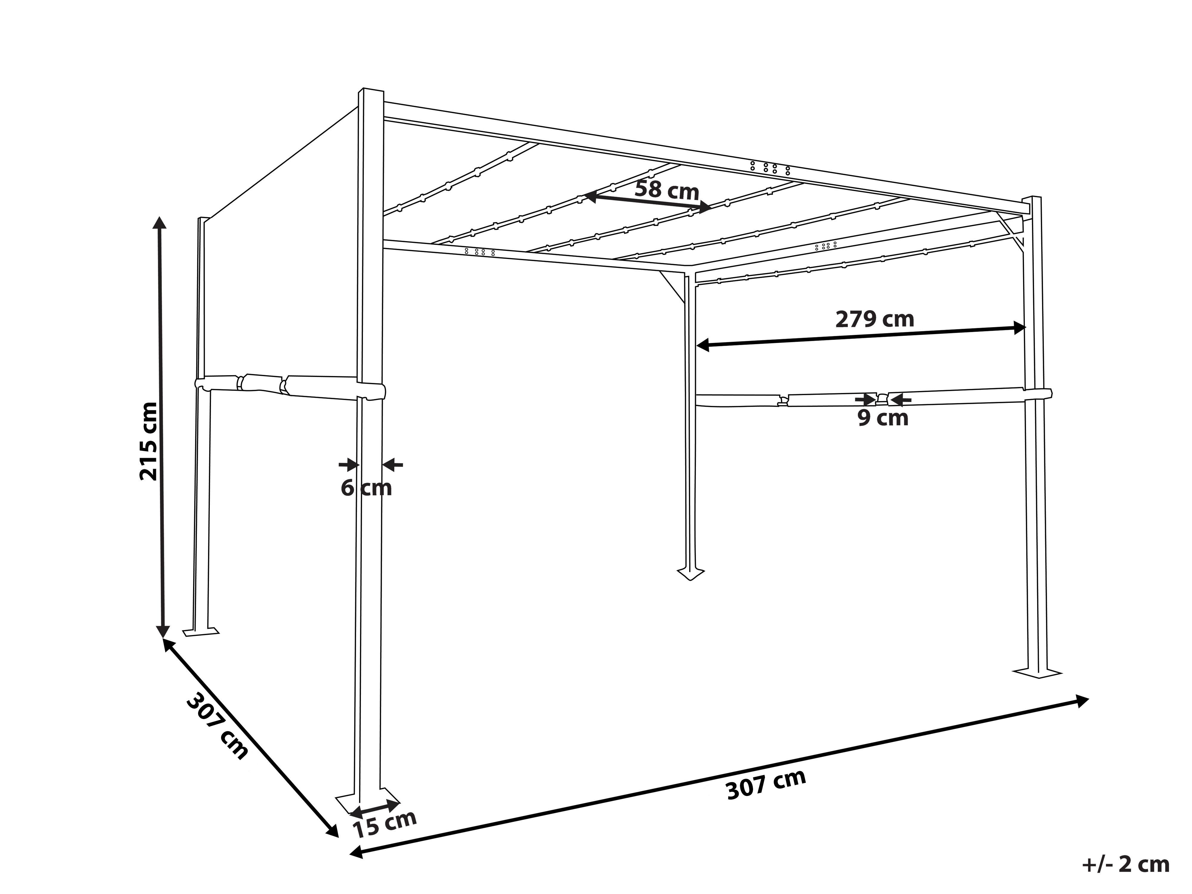 Paviljoen LED PARGA Metaal 310 cm 310 cm Grijs