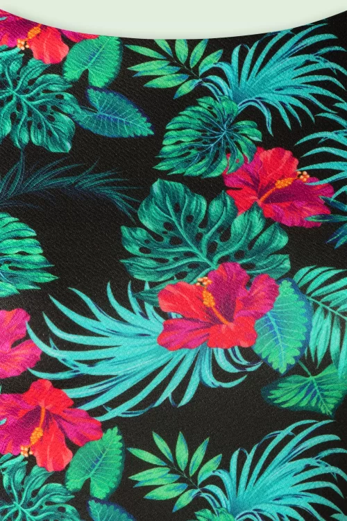 Vintage Chic for Topvintage Tanya Tropical pencil jurk in zwart