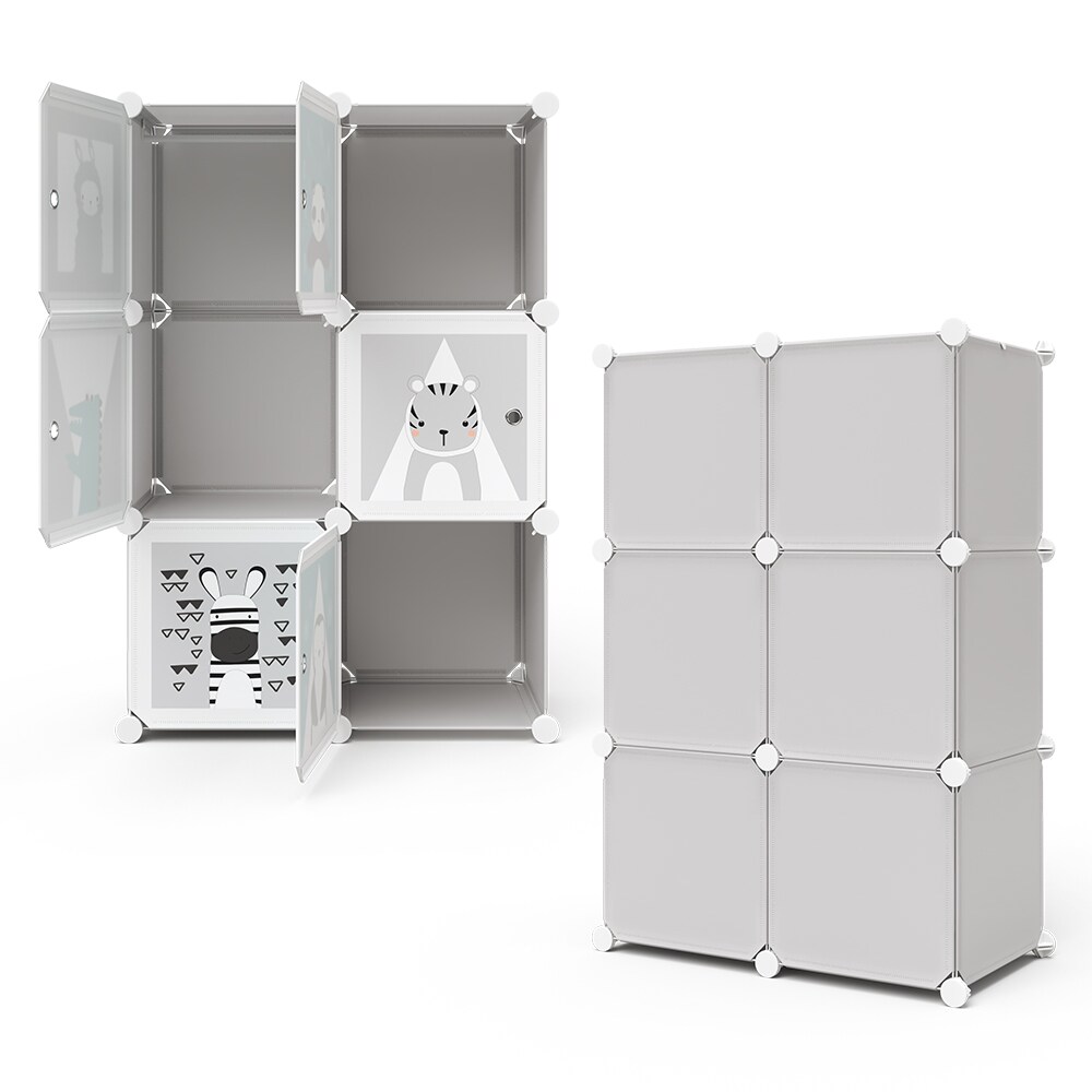 VICCO Kleiderschrank ANDY Kinder Regal DIY modular 6 Fächer Kleiderstange Steckregal