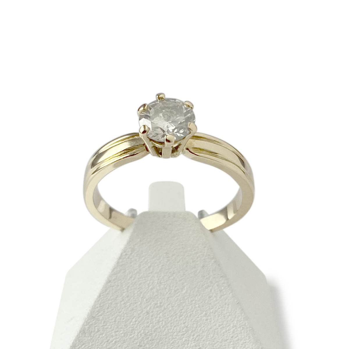 Bague solitaire d'occasion or 750 jaune diamant 0.65 carat