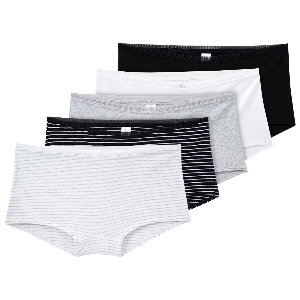 Gina Benotti 5 Damen Shorts aus Baumwolle weiss / schwarz / hellgrau