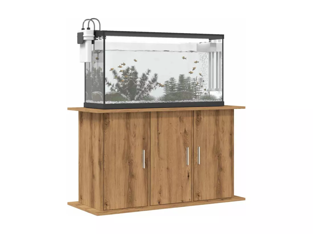 Support d'aquarium chêne artisanal 101x41x58 cm bois ingénierie