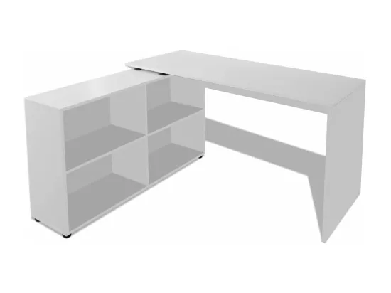 Bureau d'angle 4 étagères blanc