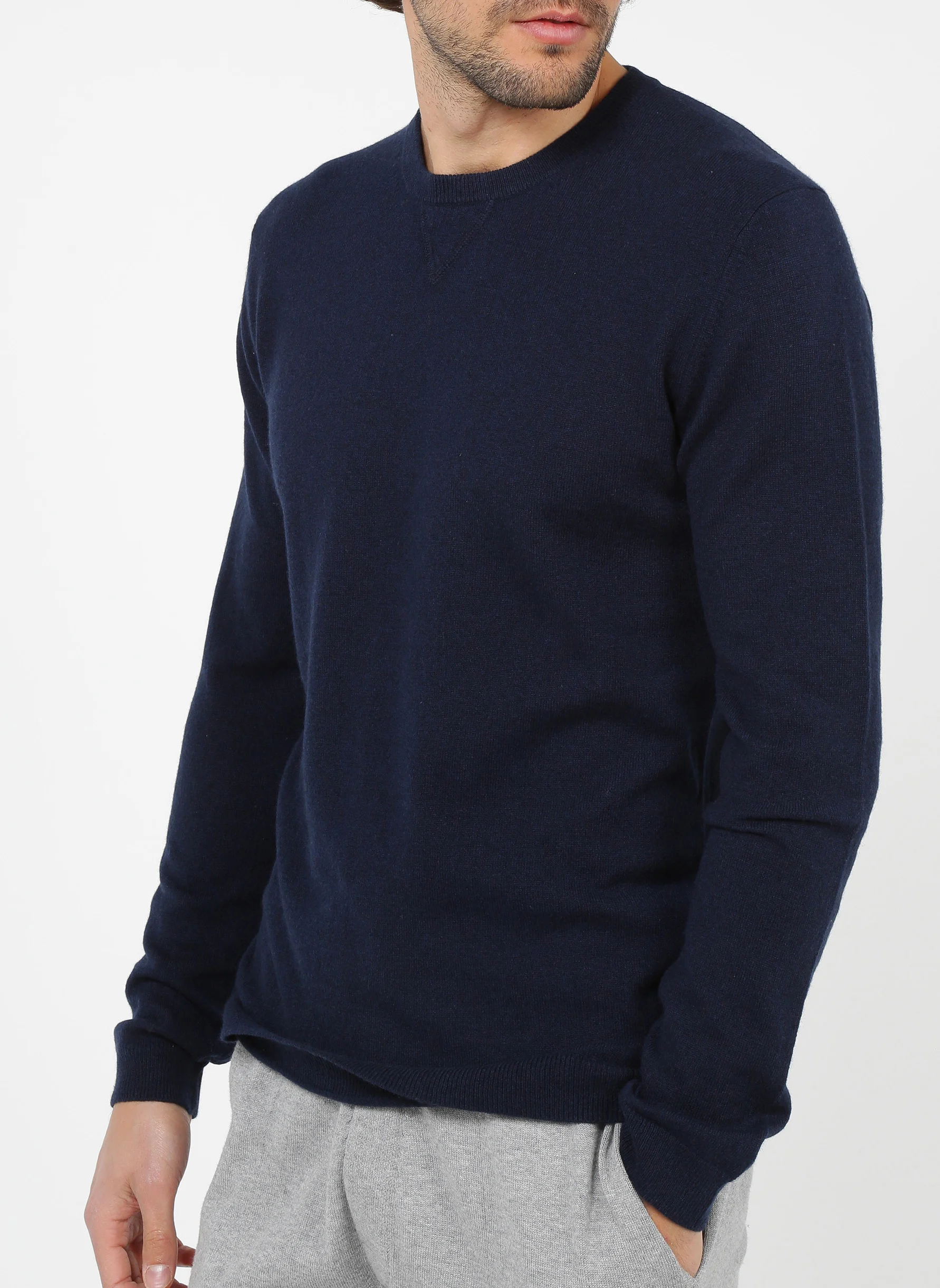 Pull col rond en cachemire regular fit | Bleu