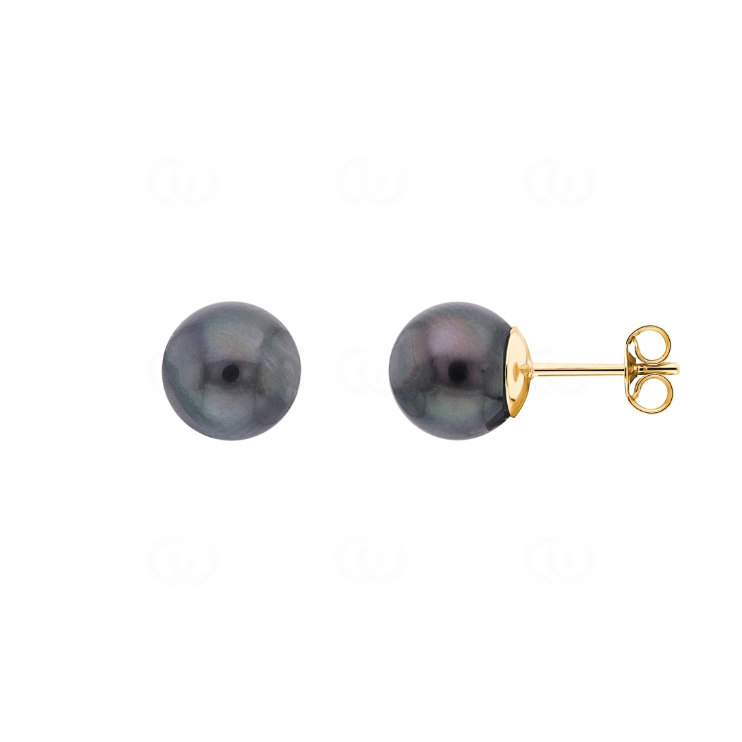 Ohrstecker 750/18 K Gelbgold mit Tahiti-Kulturperle Ø 8mm