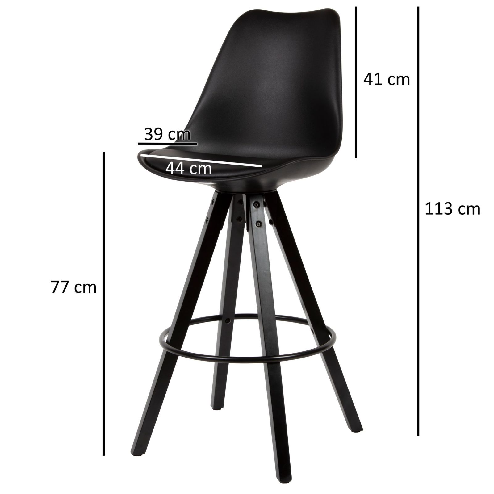 2er-Set Barhocker - schwarz - Heveaholz massiv - Kunstleder
