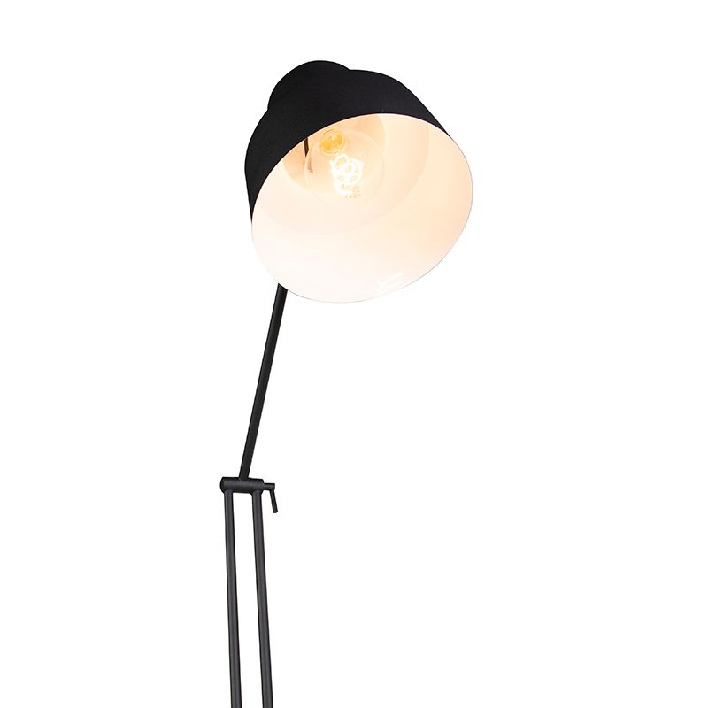 Retro vloerlamp zwart draai- en kantelbaar - Chappie