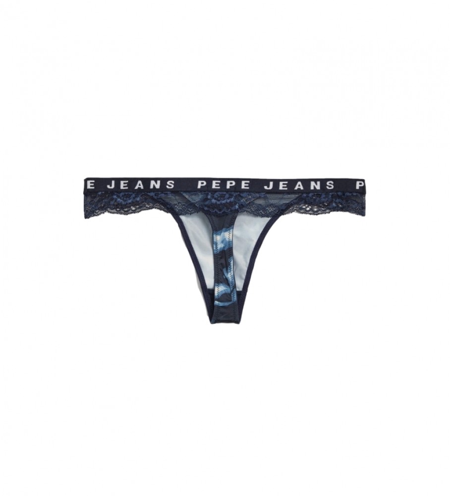 Calcinha fio dental camuflada azul da Pepe Jeans