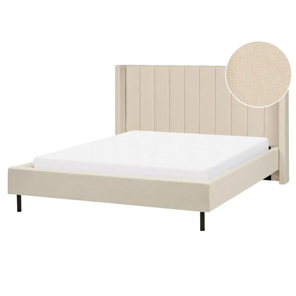 VILETTE - Tweepersoonsbed - Beige - 160 x 200 cm - Bouclé