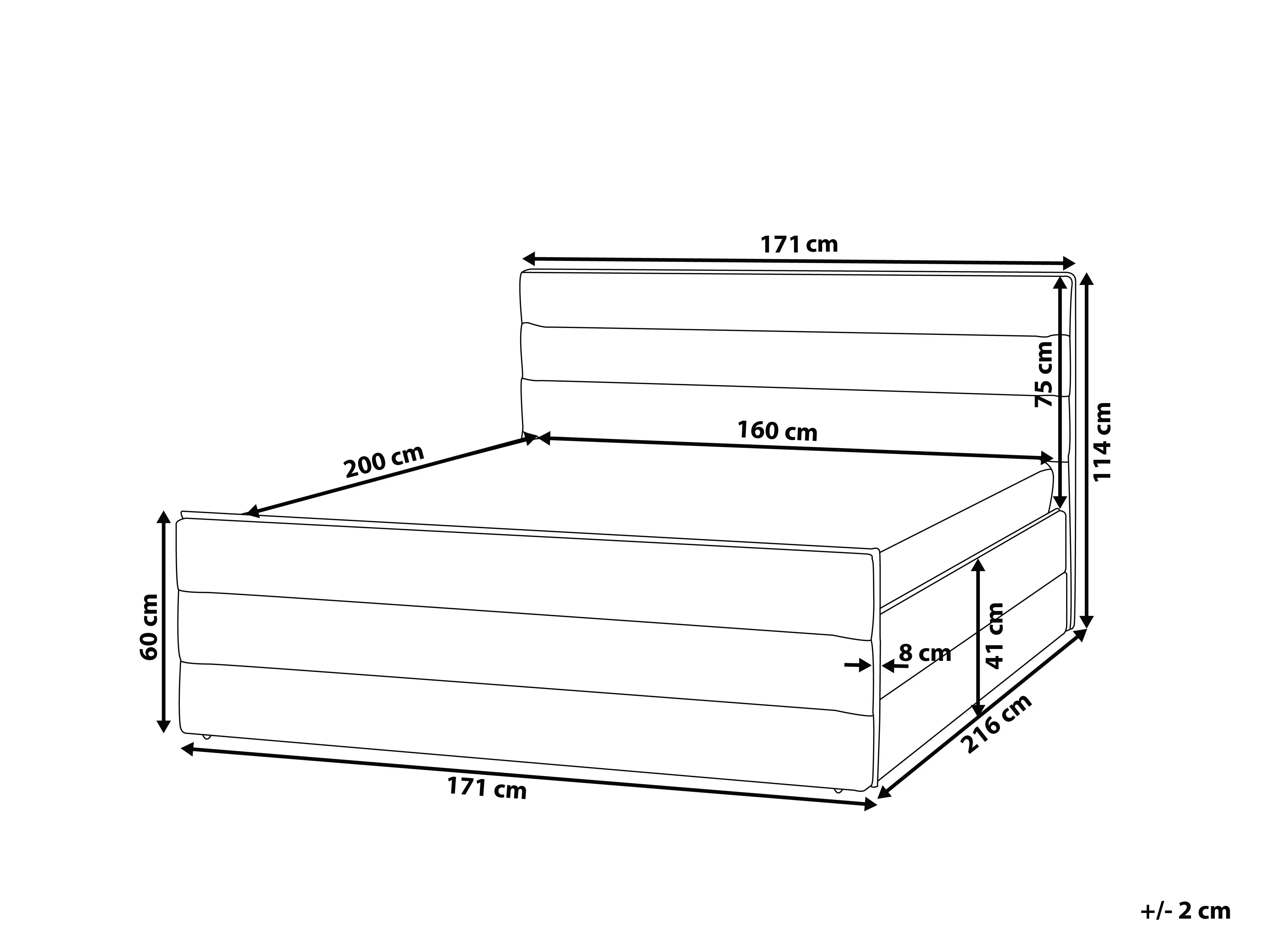 Bed Stof VALBONNE 160 x 200 cm Donkergrijs