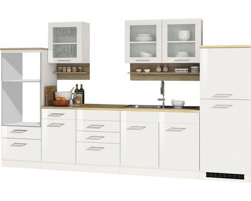 Held Furniture keukenblok zonder apparatuur Milan 330 cm wit hoogglans gedemonteerd 585.1.6210