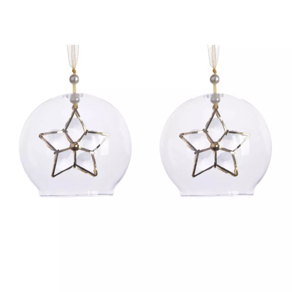 Lot de 2 boules de Noël en verre (D80 mm) Ankara Perle