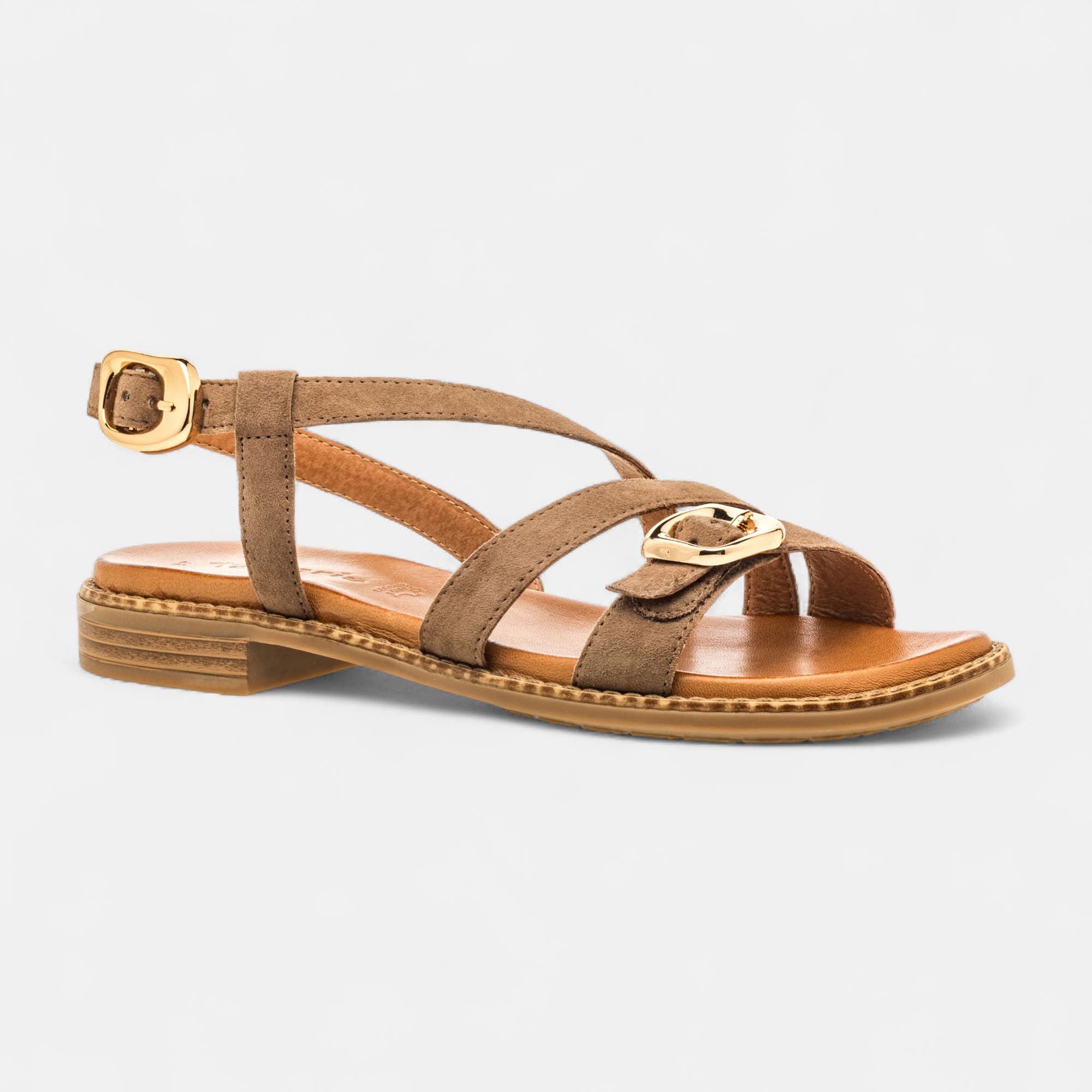 Nu-pieds Femme en cuir taupe
