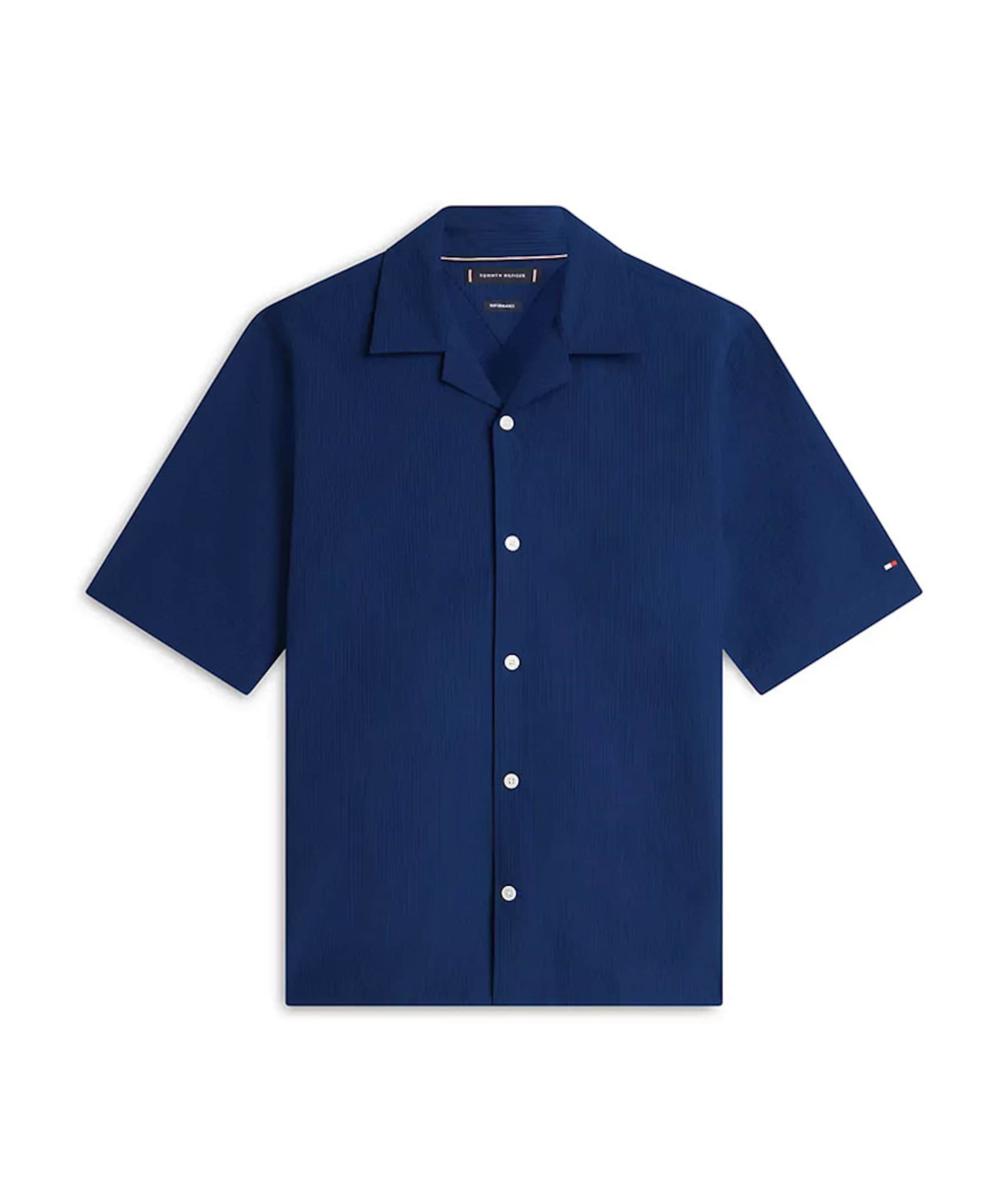 Tommy Hilfiger Heren overhemd korte mouw blauw