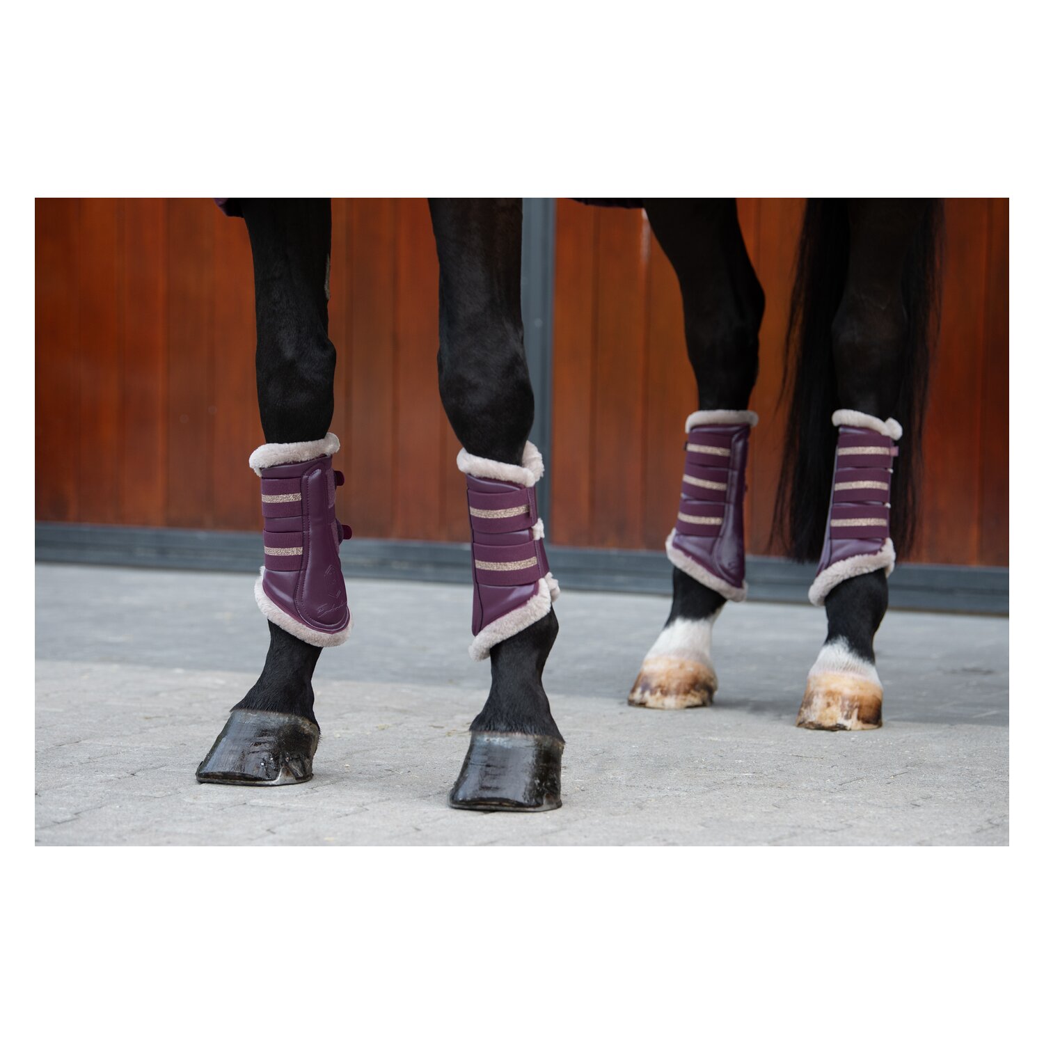 ESKADRON Heritage Gamaschen Glamslate FauxFur  - cassis