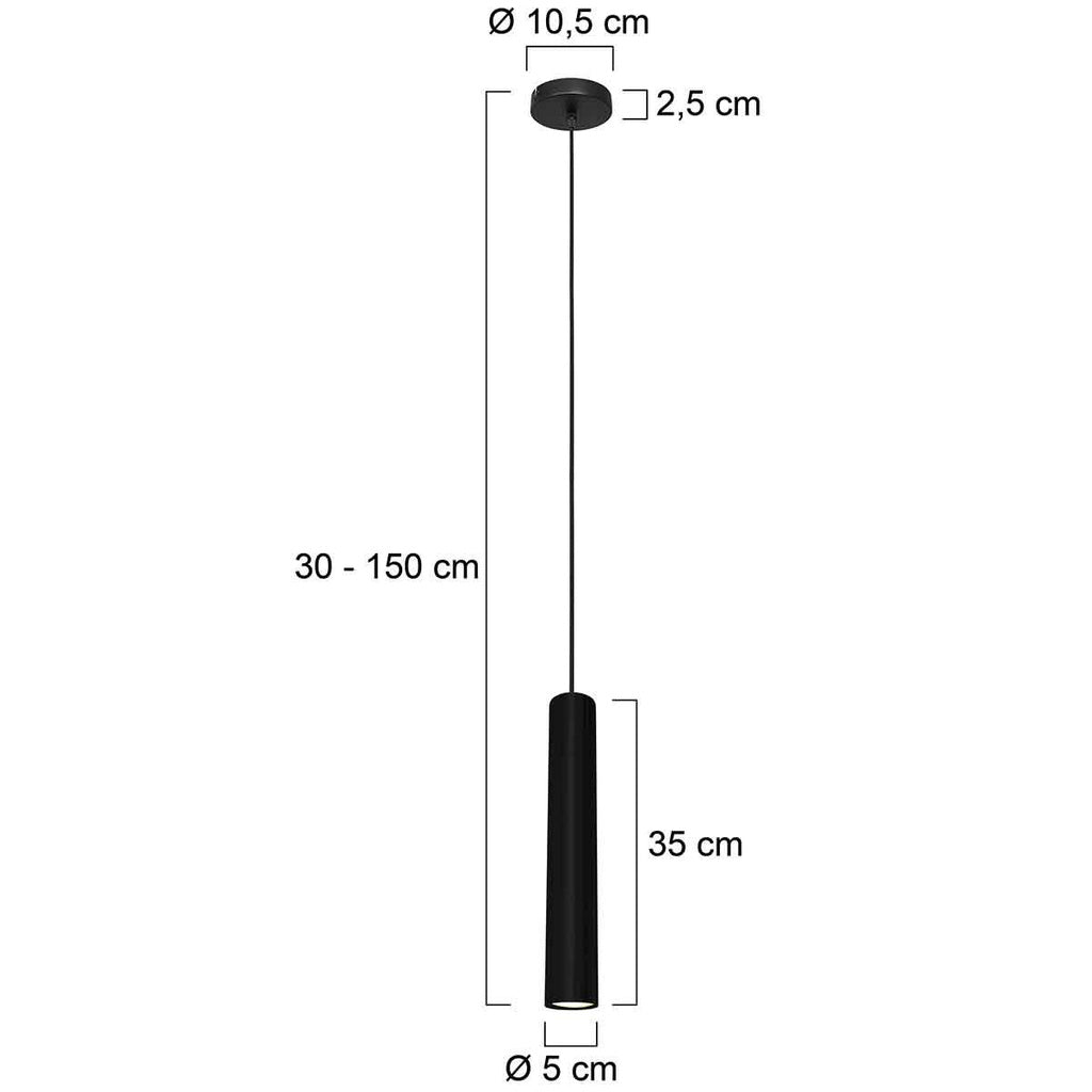 Steinhauer Hanglamp Tubel Zwart Ã 5cm Incl. GU10 4.9 Watt Dim To Warm