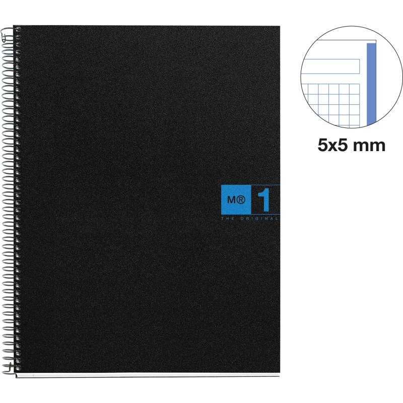 Notebook The Original, Couverture souple, A4, quadrillage 5x5 mm, 80 feuilles de 1 couleur, Miquelrius, Bleu.