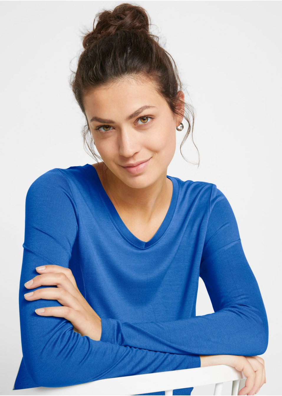 T-shirt à manches longues en viscose avec base évasée