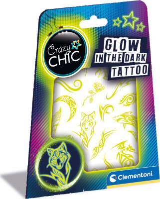 Tatoveringer Til Børn - Glow In The Dark - Crazy Chic - Clementoni