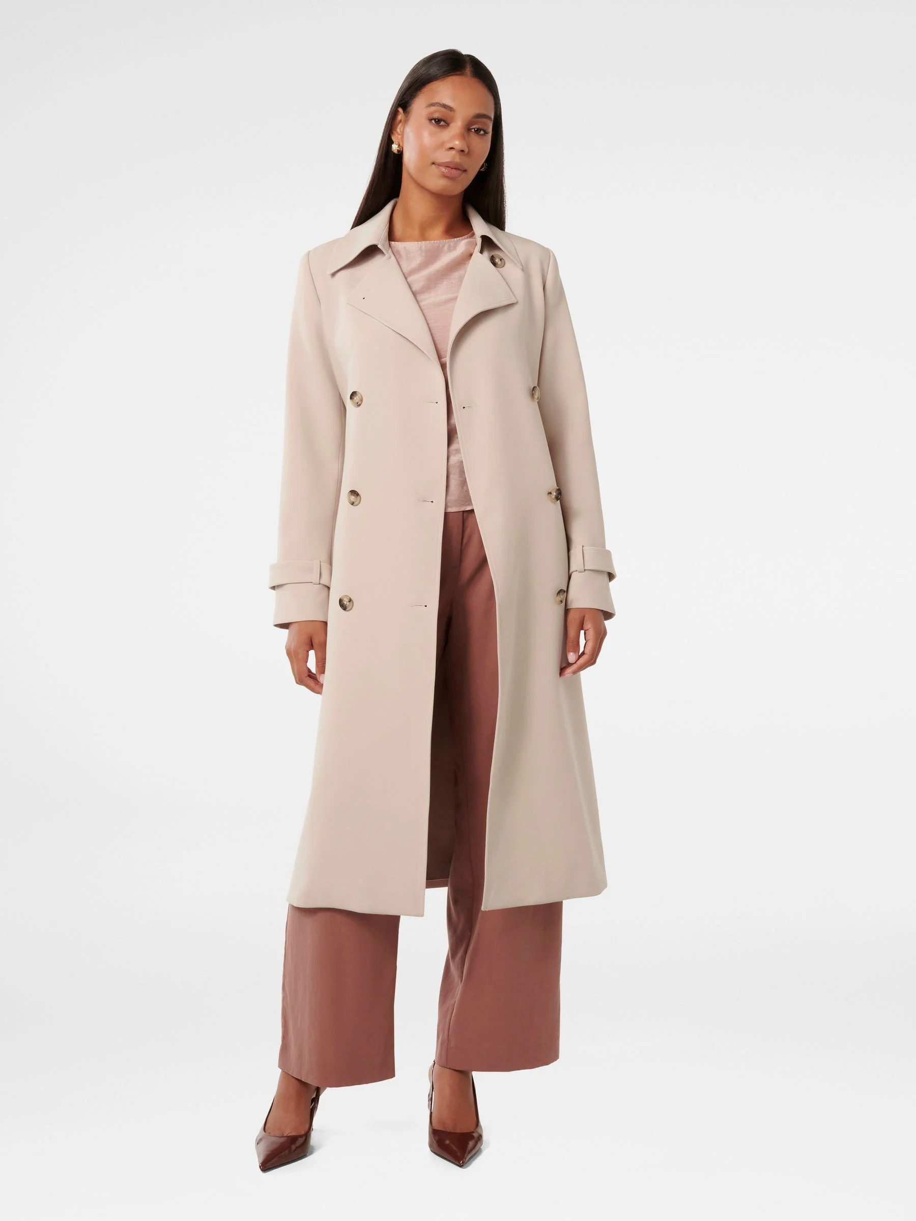 Crème - Forever New Leanne Crepe Trench Coat