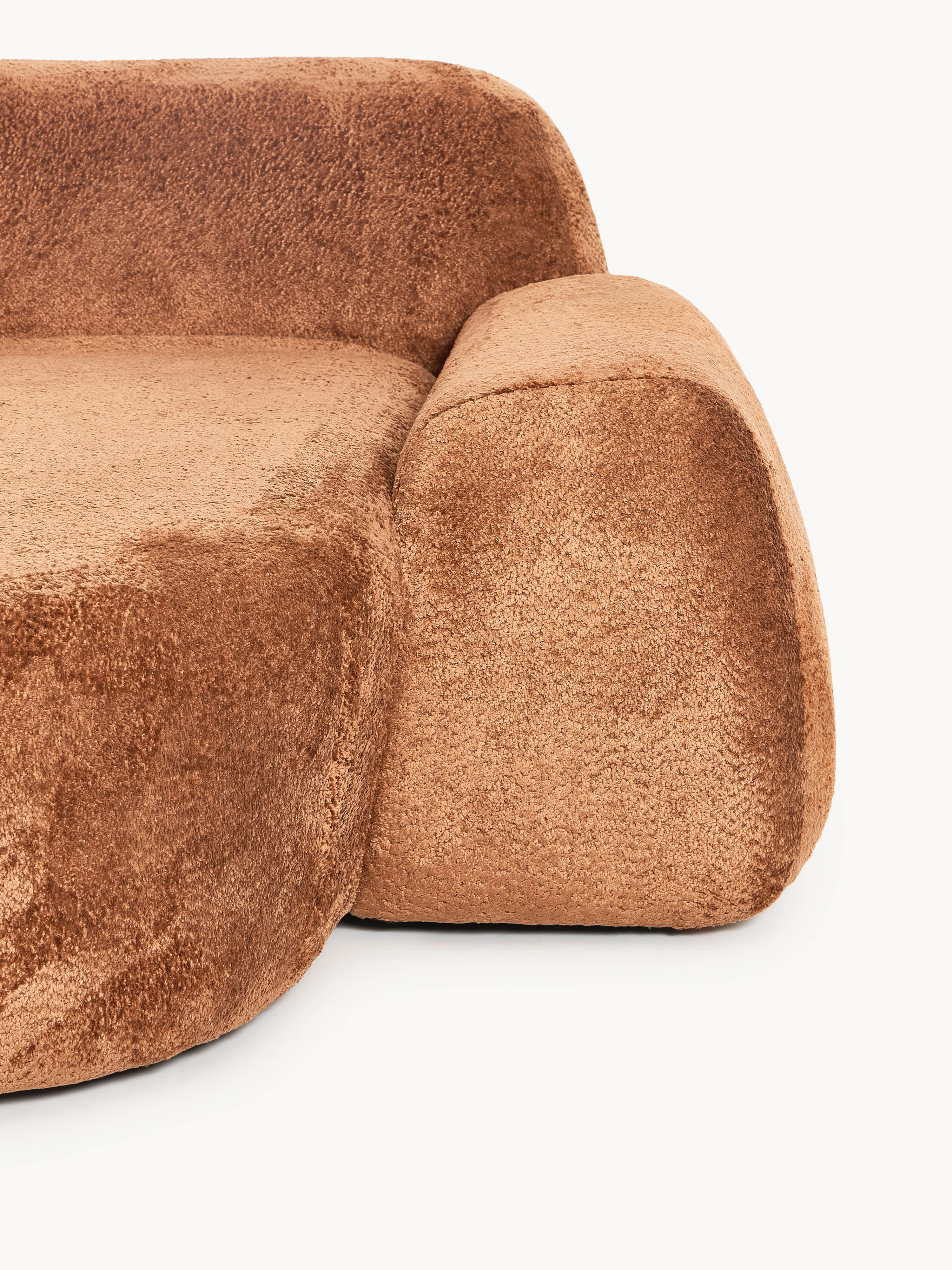 Modulaire teddy-bouclé hoekbank Wolke (4-zits) met chaise longue