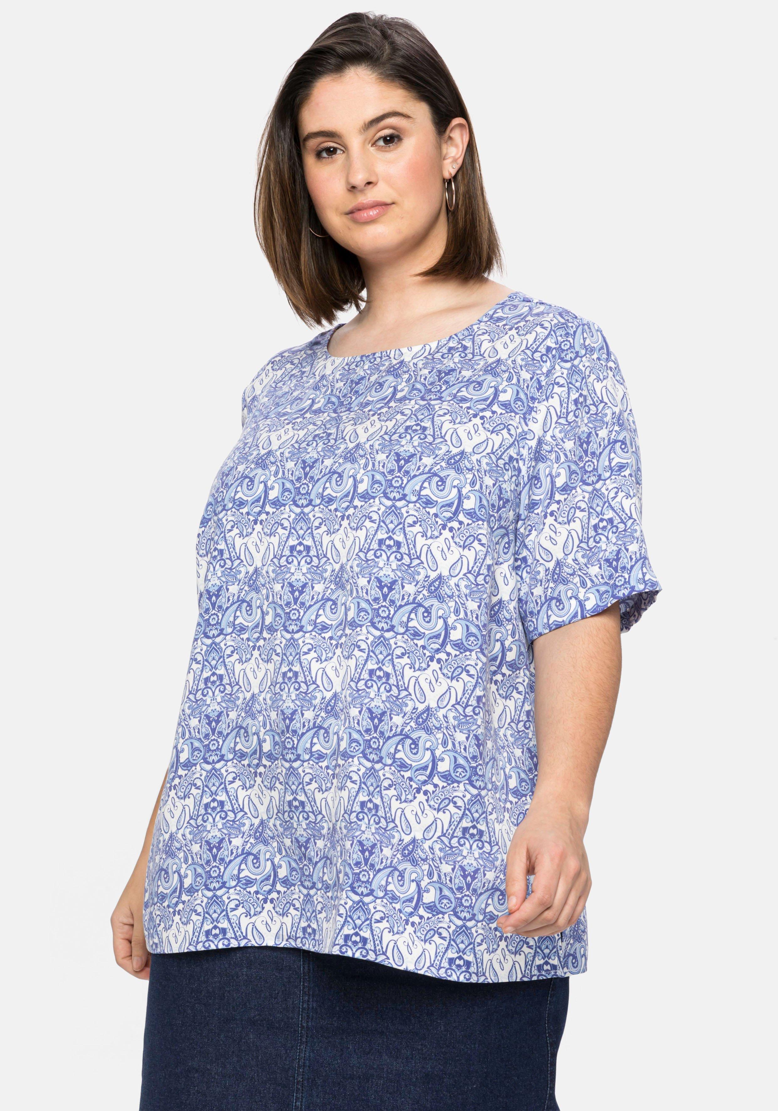 Tunika mit Paisley-Alloverprint und Halbarm
