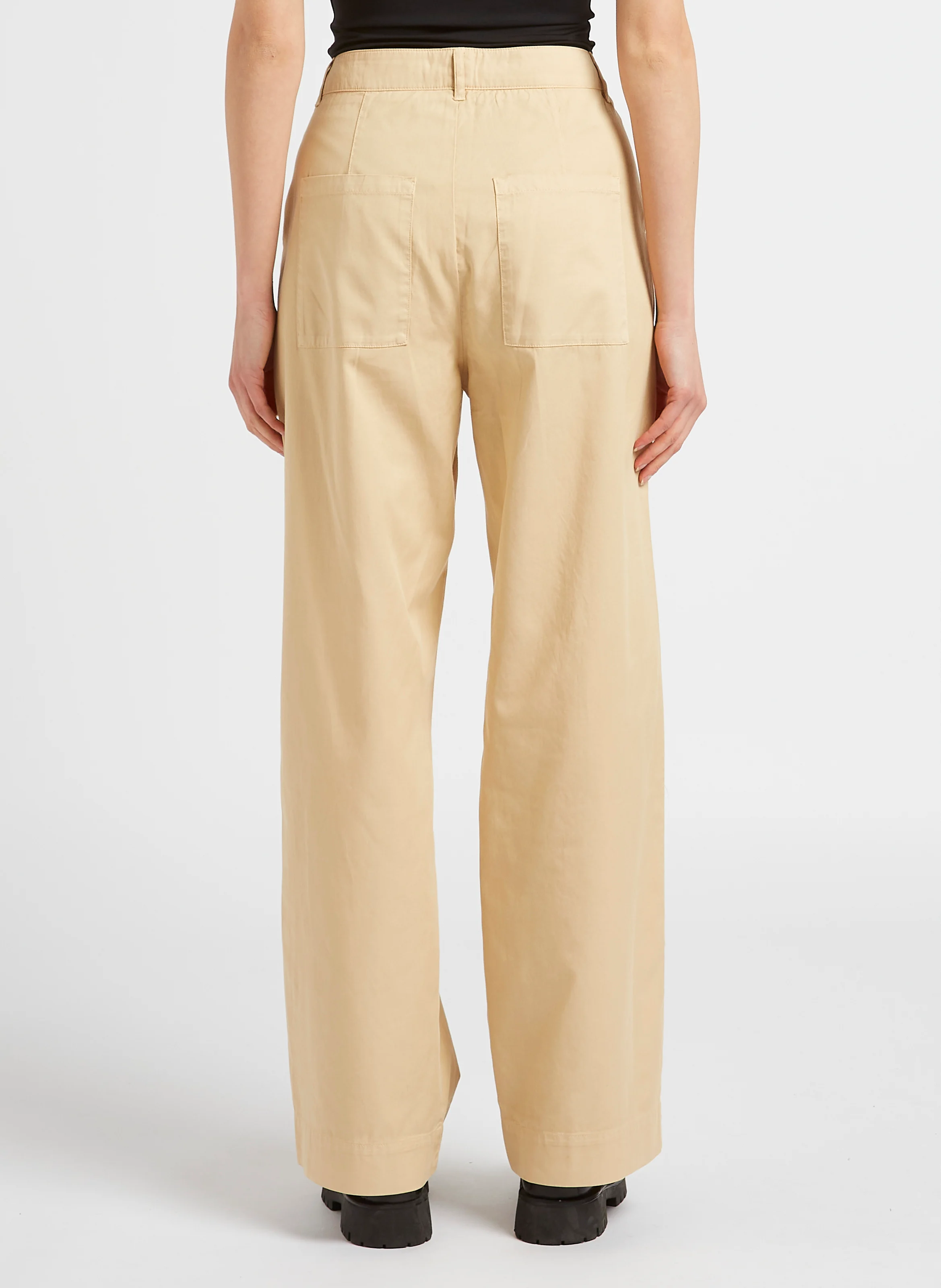 PACEY - Pantalon droit en popeline de coton mélangé| Marron