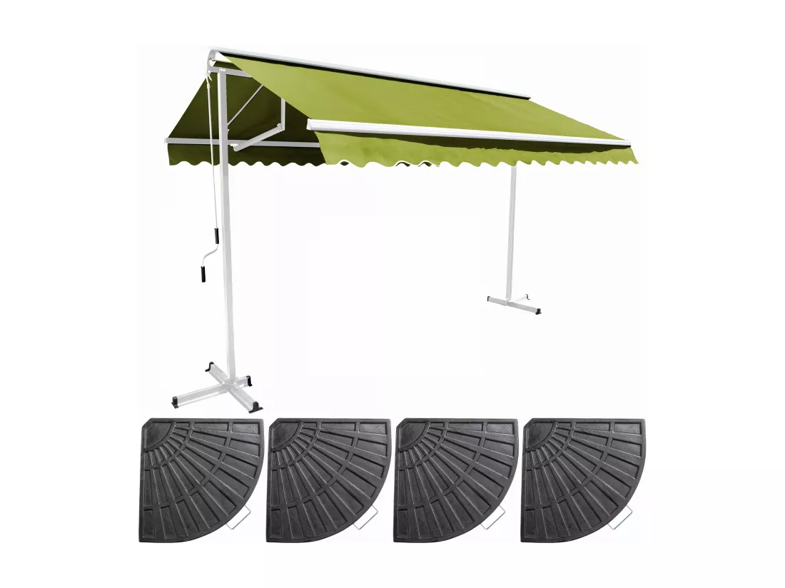 Ensemble store double pente 3x3 m et 4 dalles lestées vert