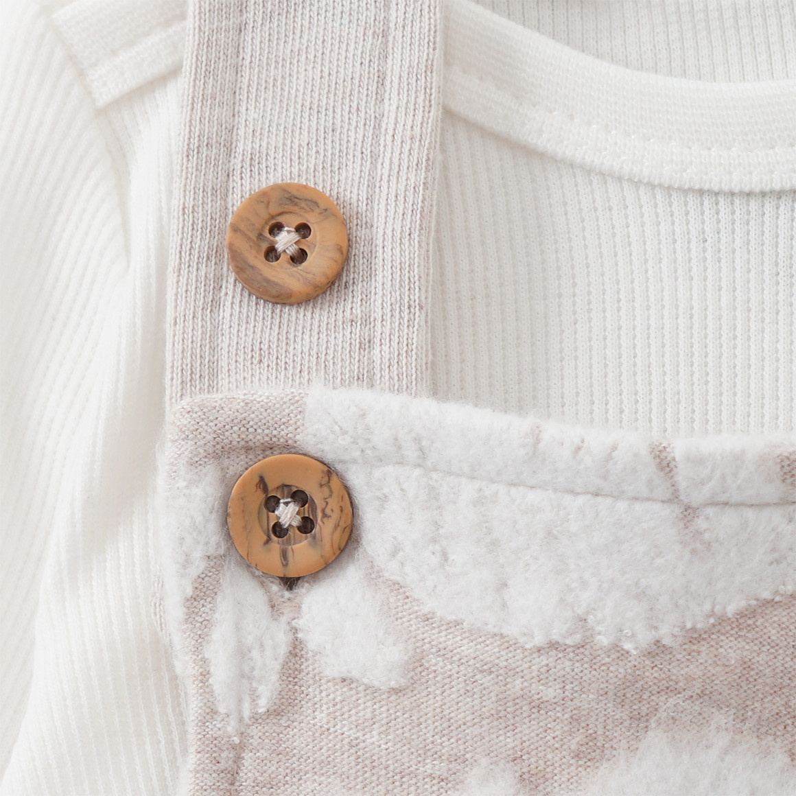 Topomini Baby Strampler und Langarmbody im Set beige / cremeweiss
