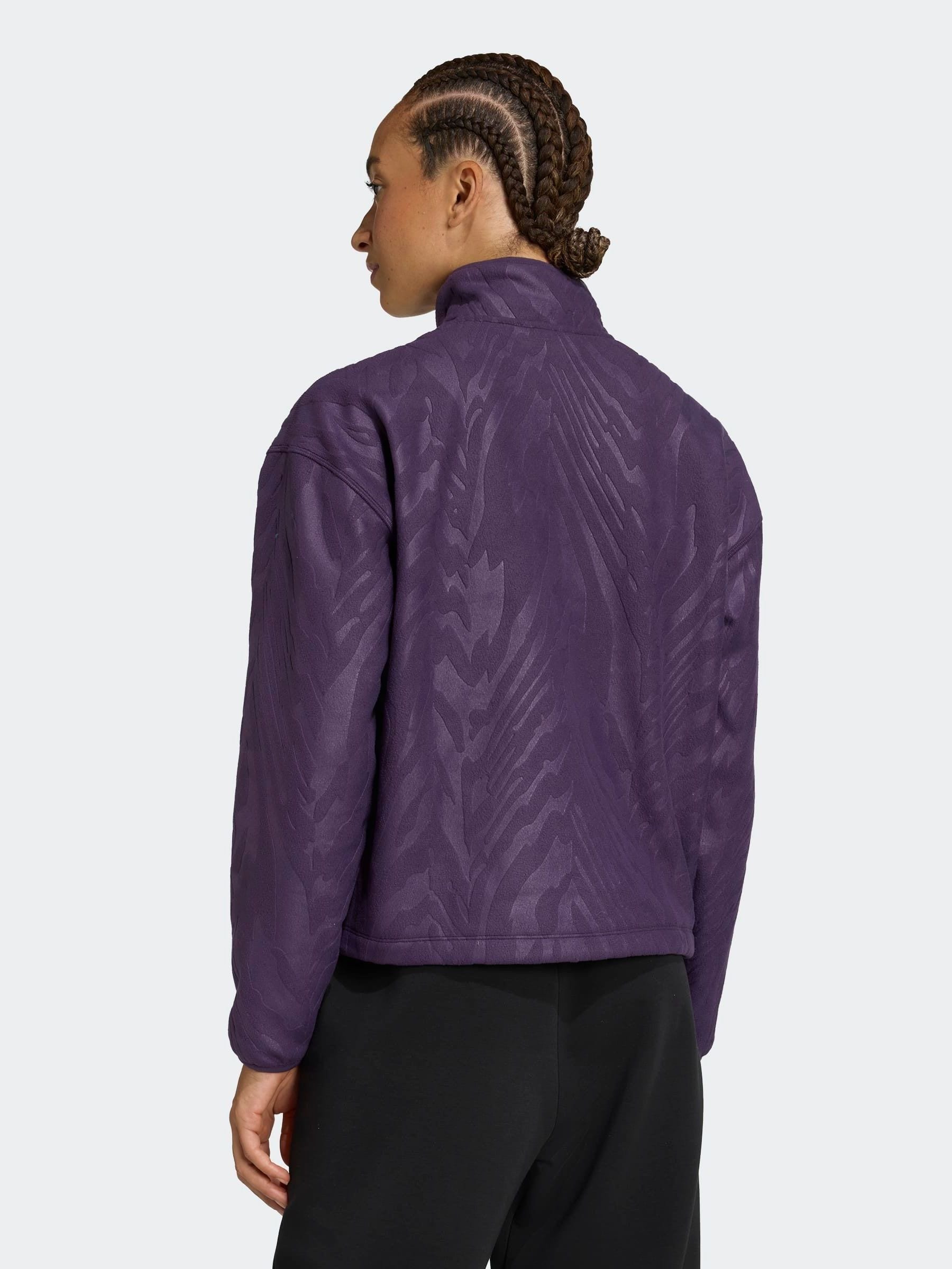 Paars - adidas Polarfleece sweatshirt met halve rits en all-over print