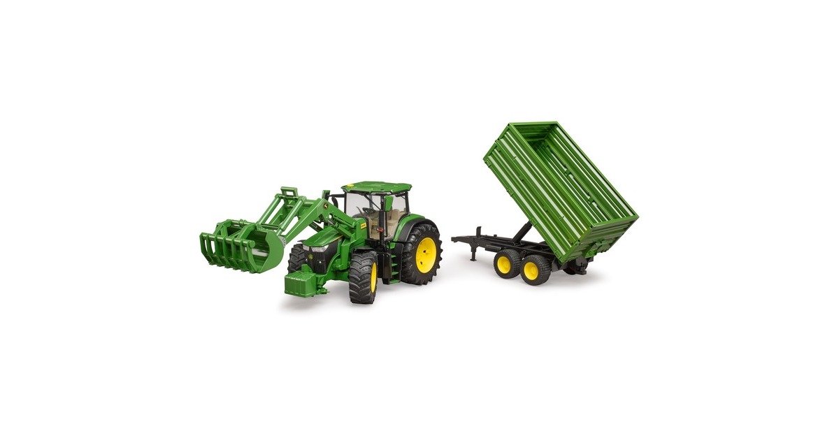 bruderJohn Deere 7R 350 met Frontlader en transportaanhanger Modelvoertuig  (03155)