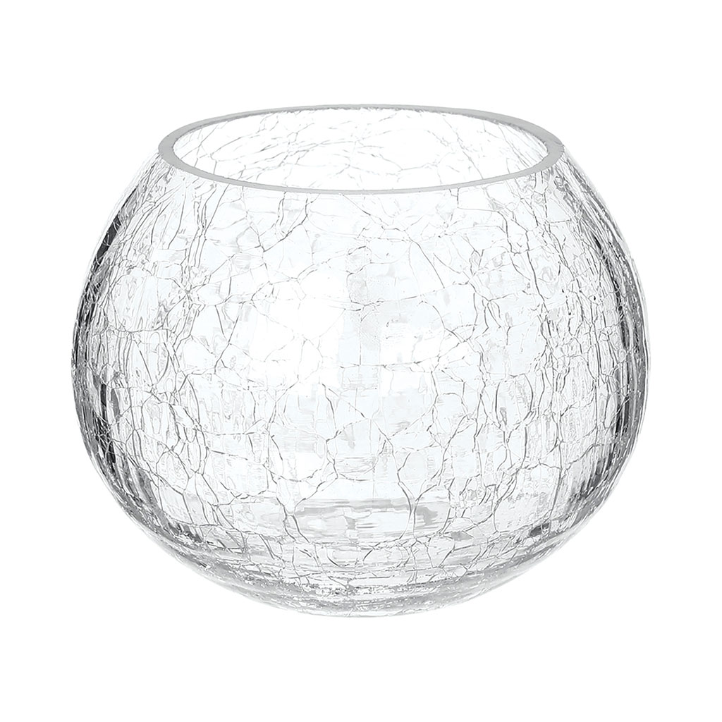 Photophore rond en verre craquelé H 10cm