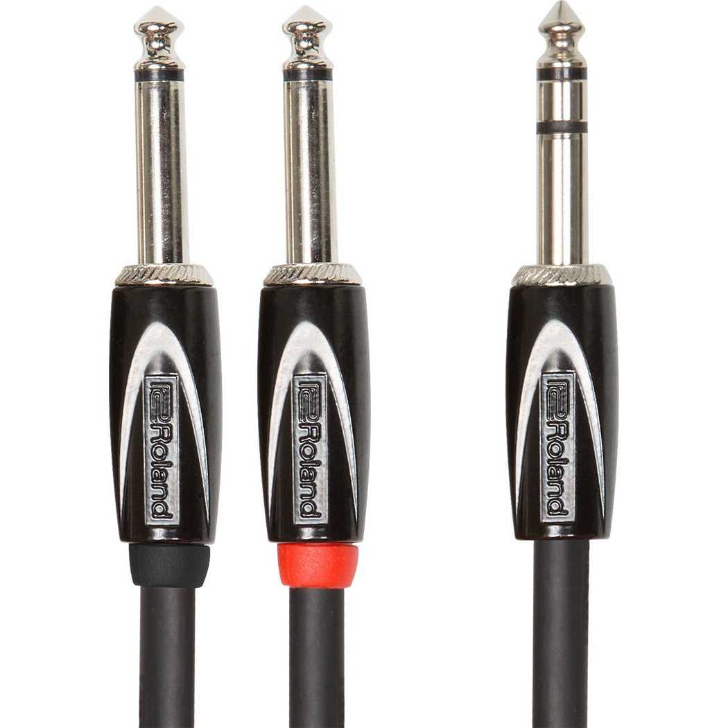 Roland RCC-10-TR28V2 jackkabel 1x 6.35mm TRS naar 2x 6.35mm TS 3 meter