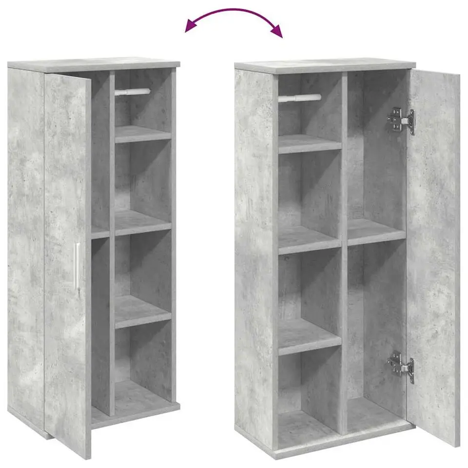 vidaXL - Kolomkast met rolhouder - Betongrijs - Bewerkt hout - 39x22x90 cm