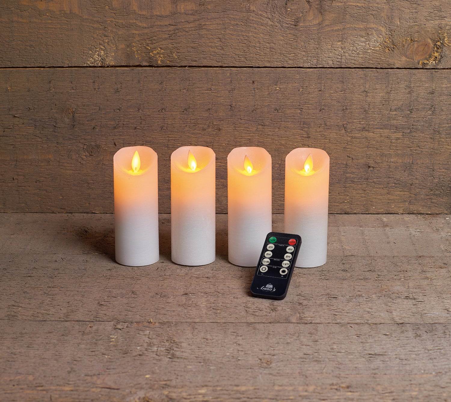 Anna's Collection LED stompkaars Rustiek wit D 5,2 H 12,5 cm 4 stuks