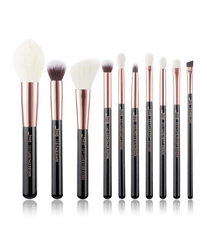 Jessup Beauty - Conjunto de pincéis de 10 peças - T163: Black/Rose Gold