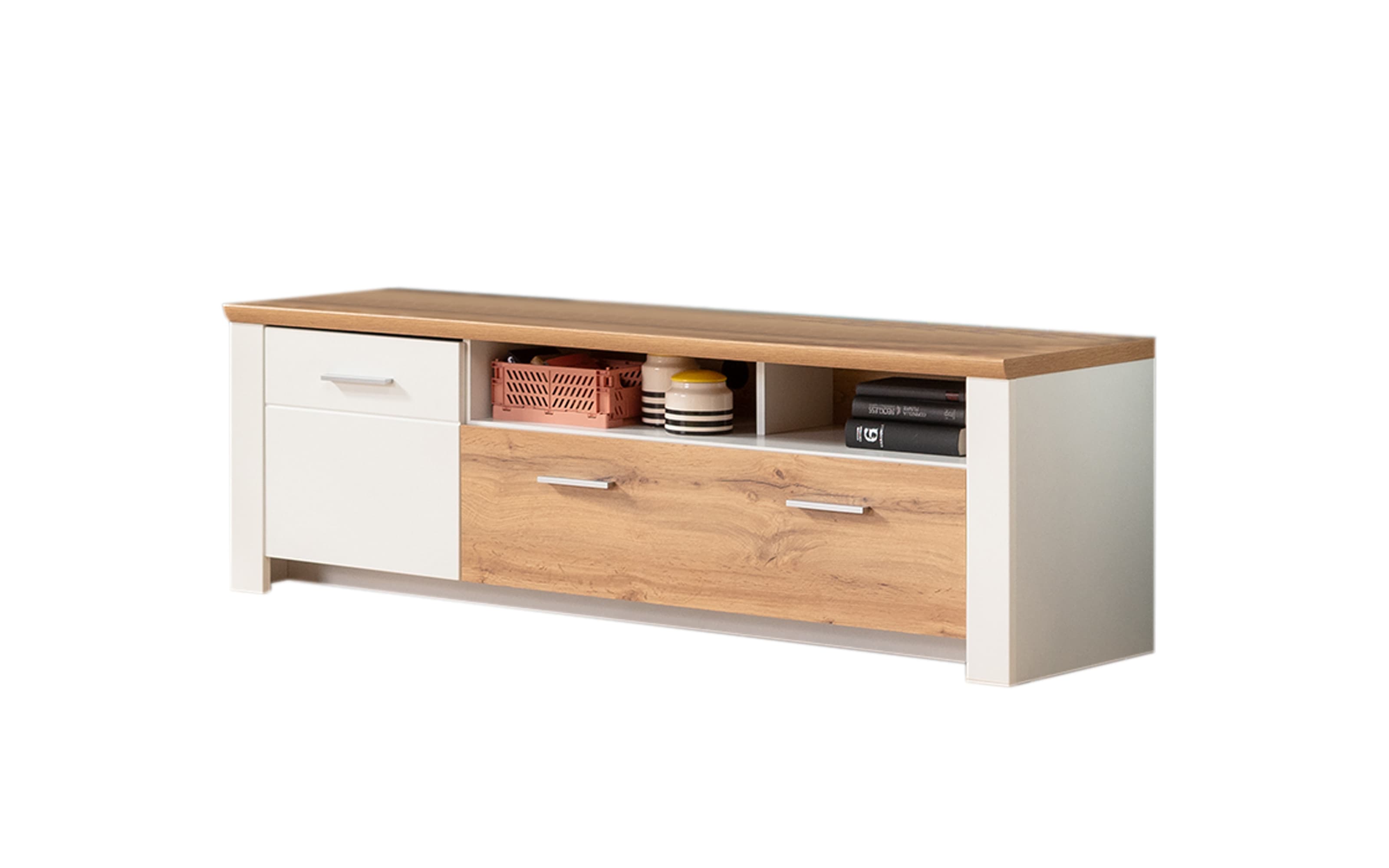 TV-Unterteil Matera, weiß/Altholz-Nachbildung, 164 cm